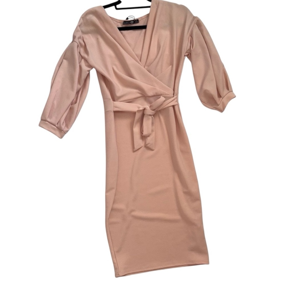 boohoo Light Pink Wrap Dress